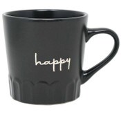 Wholesale - 16oz Matte Black Mug with Embossed Pattern and Debossed "Happy" C/P 24, UPC: 195010148757